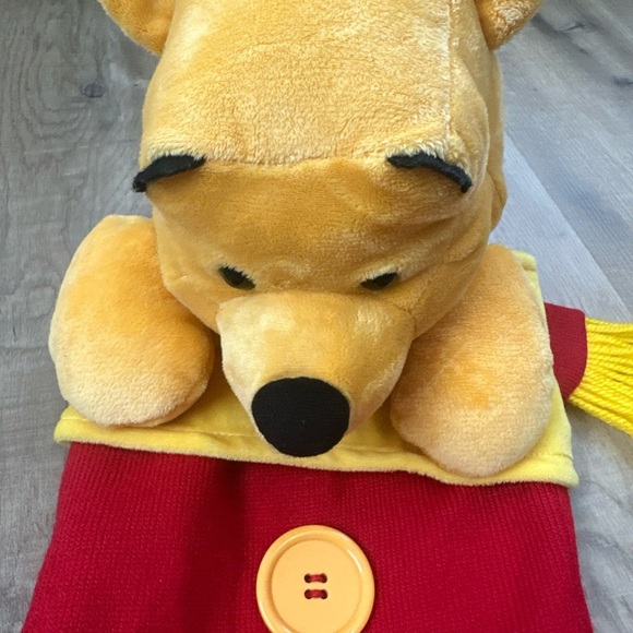 Disney Winnie Pooh Christmas Stocking Bee Yellow Button 3D Plush Lined Loop 18" - Picture 2 of 8